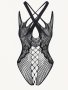 Solid Floral Lace Teddy Sexy Fishnet Cut Out Bodysuit Women's Sexy Lingerie & Underwear