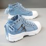 Women's Canvas Platform Sneakers Zip Detail Lace Up High Top Shoes Casual All-Match Sports Shoes