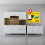 Ferrara 2-PIECE Kitchen Set UK Oak + Snow White + Free Kettle & Iron