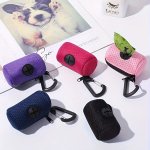 Polyester Pet Waste Bag Holder With Zipper Closure Dog Poop Bag Dispenser With Carabiner Clip For Leash Portable Dog Training Cl