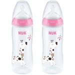 Nuk Temperature Control Bottle 300ML With Size 2 Silicone Teat 6-18M Twin Pack - Girl