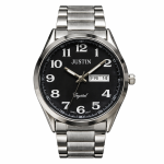 Men's Stainless Steel Quartz Watch With Day & Date - Classic Black Dial