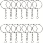 50PCS 100PCS Iron Split Key Ring With Chain 2.54 Cm And Jump Rings Split Key Ring With Chain Silver Color Metal Split Key Chain