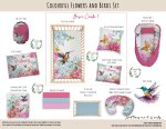 Cot Duvet Bedding Colourful Flower And Bird Set