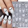 5D Embossed Owl Nail Art Stickers Christmas White Snowflakes Design - Self-adhesive Animal Print Decals For Diy Manicure Fantasy Themed Plastic Nail Embellishments Shimmery