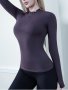 Half-zip Pullover Fitness Yoga Top Long Sleeve Thumb Hole Slim Fit Running T-Shirt Women's Activewear