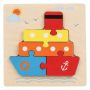 Wooden Ship Design Puzzle With Easy-grip Pieces - Multicolor