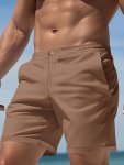 Men's Solid Color Casual Shorts With Multiple Pockets Chic And Comfy Shorts For Summer Daily Wear