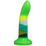 6" Ribbon Striped Silicone Dildo - Green