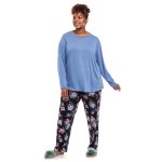 Donnay Plus Size Donna Knit Pj Set - Black Top Floral Print Pant