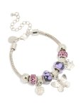 Silver Butterfly & Crown Charm Bracelet