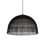 Woven Dome Rope Pendant Light Black
