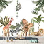 Wild Safari Wallpaper - 1.2M Wide X 3M High Non-adhesive Requires Wallpaper Glue