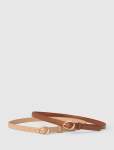 Ali 2 Pack Abstract Buckle Belt - M-l Nude Croc chocolate