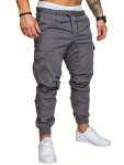 Men's Regular Fit And Cuffed Cotton Cargo Pants With Flap Pockets And Elastic Waistband Durable Bottoms For All-season Outdoors