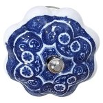 Ceramic Delft Pumpkin Knob Floral 5CM