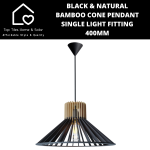 Black & Natural Bamboo Cone Pendant Single Light Fitting - 400MM