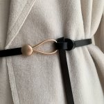 1 2 3PCS Stylish Knotted Skinny Thin Belts Vintage Solid Color Pu Leather Belts Classic Dress Coat Girdles For Women Female
