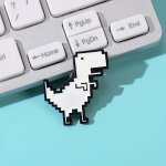 Creative White Small Dinosaur Brooch Pin Funny Metal Badge Bag Clothing Accessories Anime Pin