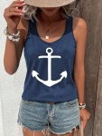 Anchor Print Tank Top Casual Sleeveless Tank Top For Summer Women's Clothing