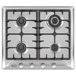 Ferre 4 Burner Cast Iron Hob With Wok Burner - Inox Silver