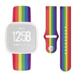 For Fitbit Versa 2 Lite 22MM Reverse Buckle Printed Silicone Watch Band Rainbow