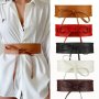 Pu Leather Belt Women Boho Waist Belt Wide Corset Bow Tie Adjustable Belt Dress Skirt Decoration Belt