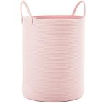 Mojoscend Large Pink Laundry Basket 15X20 Inches 60L Woven Rope Hamper For Baby Girls And Kids Tall Nursery Storage Bin Kawaii B