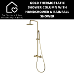 Goldair Gold Thermostatic Shower Column With Handshower & Rainfall Shower