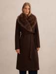 Shelby Faux Fur Collar Coat - 16 Chocolate