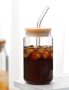 Pack Of 4 Portable Drinking Glasses With Bamboo Lids