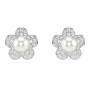 SWAROVSKI Ariana Grande X Stud Earrings Crystal Pearl Round Cut Flower White Rhodium Plated