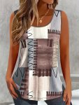Color Block Crew Neck Tank Top Casual Sleeveless Tank Top For Summer Women's Clothing