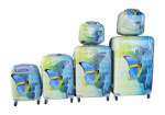 Smte Luxury PC Travel Luggage 6 Piece Yellow Butterflies With Keychain