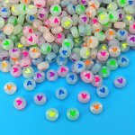 Glow-in-the-dark Heart-shaped Acrylic Beads - 100PCS Set For Diy Jewelry Making Fashion Friendship Bracelets & Necklaces Craft S
