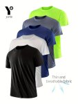 Men's 5-PACK Set Of Summer Fashion T-shirts In Solid Colors Crew Neck And Short Sleeve Tees Quick Dry And Breathable Sports Tops