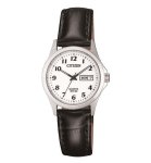 Classic White Dial And Brown Leather Casual Women's Watch EQ2000-02A