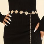 Round Hollow Out Waist Chain Boho Metal Belly Chain Decorative Chain Belt Dress Girdle For Women