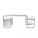 Matthew Desk With Built-in Pedestal And Shelf White Black - Black