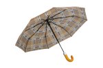 Exclusive 21" Wooden Hooked Handle Auto Open & Close Fold-up Rain Umbrella