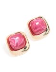 Goldair Gold Hot Pink Marble Centre Stud Earrings