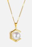 Modern Pearl Design Pendant On Chain Necklace - Gold & White