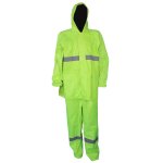 Pvc Rubberised Rain Suit With Reflective Tape Lime