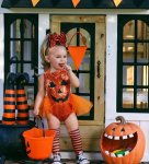 Orange Sequin Pumpkin Romper With Romantic Tutu And Leg Warmers