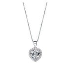 Cde 925 Sterling Silver Birthstone Heart Necklace With Swarovski Crystals - Diamond