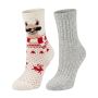 2 Pairs Cute Grey White Thermal Fuzzy Fleeceslipper Winter Socks Warm&thick