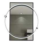 Rectangular Mirror With Circular LED Light Black Or Brass - Brass