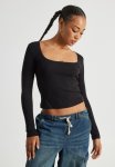 Ava Pointelle Long Sleeve Top - Black