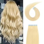 Tape In Hair Extensions Human Hair Bleach Blonde 18INCH Human Hair Extensions Tape In 50G Blonde