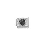 Composable Classic Link Heart-shaped Faceted Black Stone And Silver